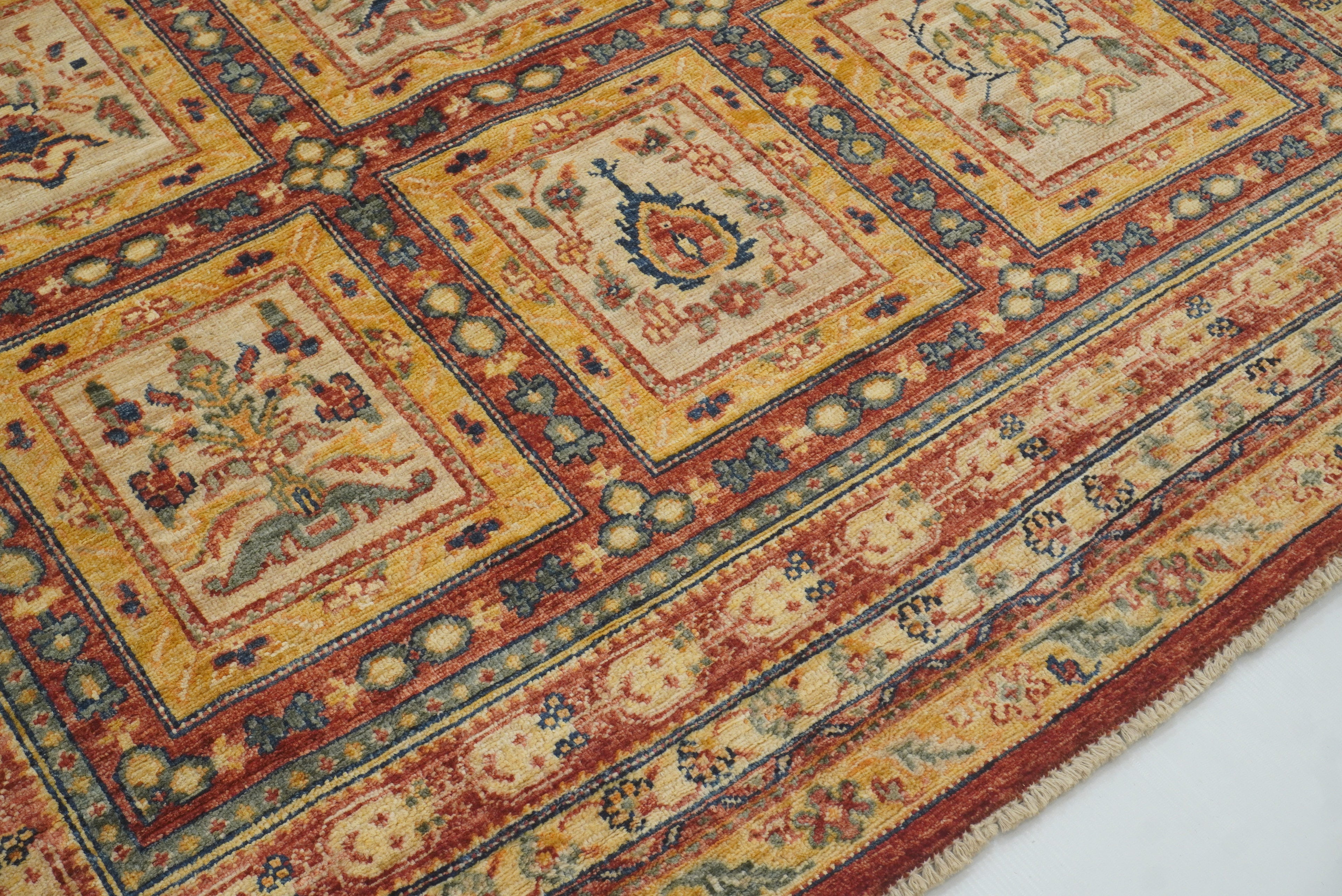 5x7 Beige Bakhtiar Afghan Hand-Knotted Oriental Rug - Yildiz Rugs