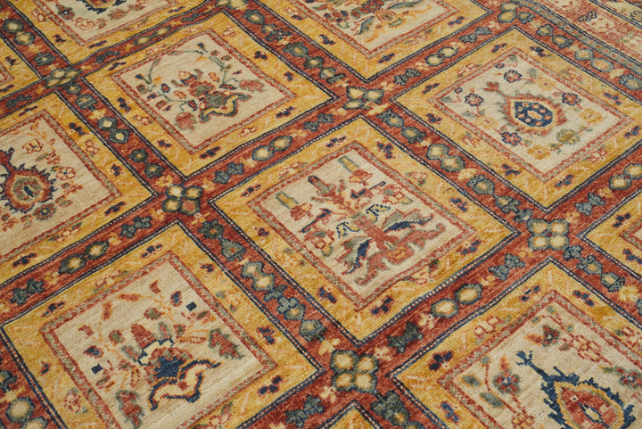 5x7 Beige Bakhtiar Afghan Hand-Knotted Oriental Rug - Yildiz Rugs