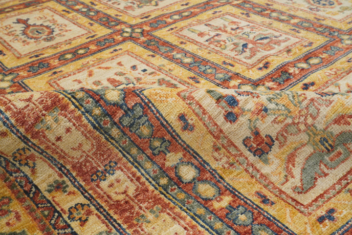 5x7 Beige Bakhtiar Afghan Hand-Knotted Oriental Rug - Yildiz Rugs