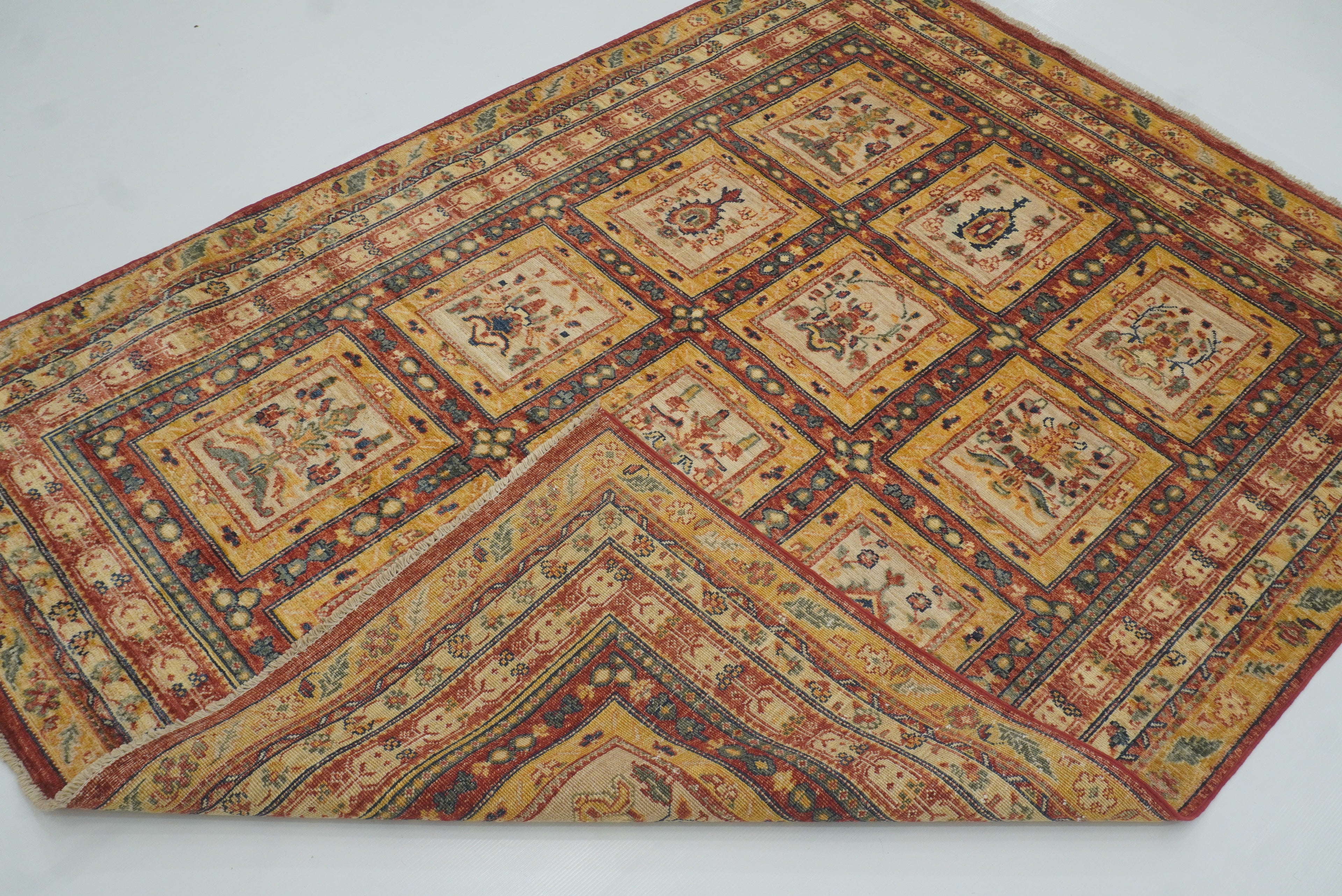 5x7 Beige Bakhtiar Afghan Hand-Knotted Oriental Rug - Yildiz Rugs