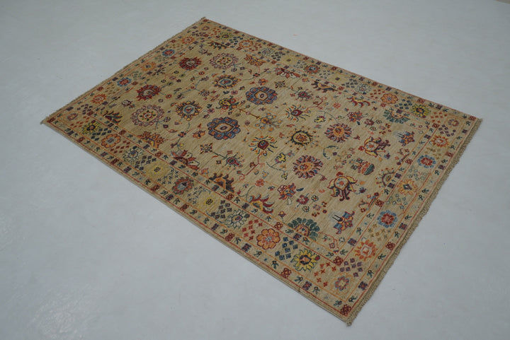 3x5 Beige Waziri Afghan Hand knotted Oriental Rug