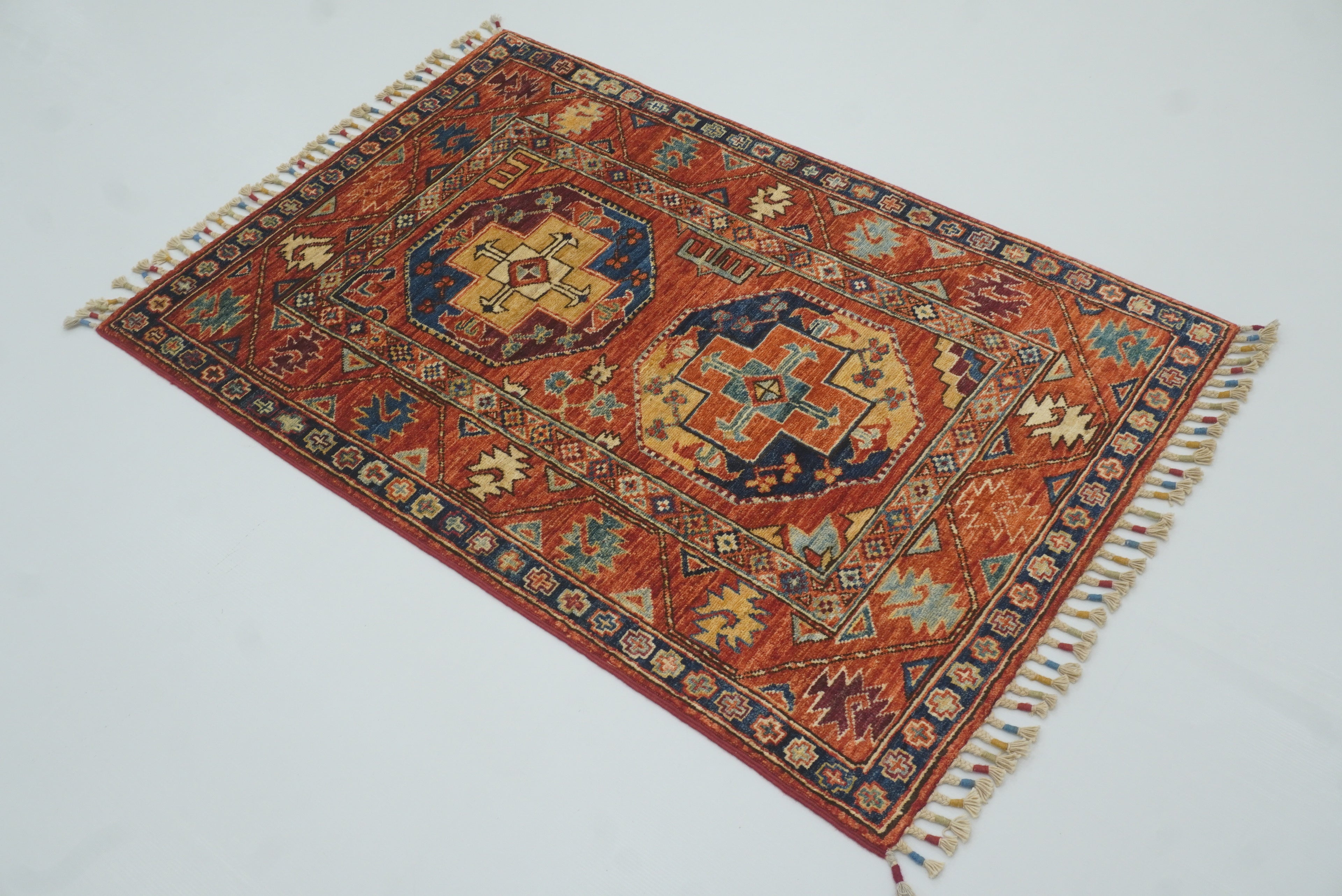 3x4 Red Ersari Hand Knotted Afghan Oriental Rug - Yildiz Rugs