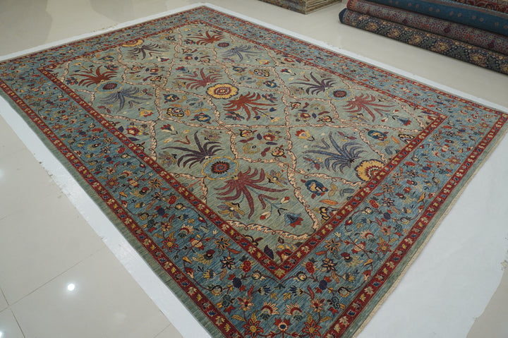 10x14 Blue Serapi Afghan Hand knotted Oriental Rug