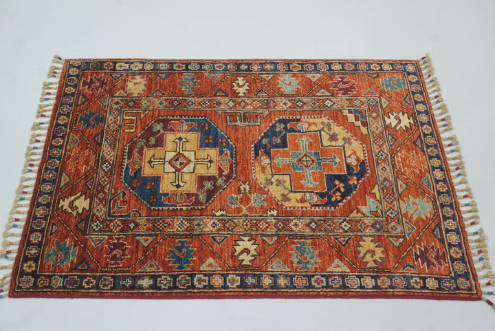 3x4 Red Ersari Hand Knotted Afghan Oriental Rug - Yildiz Rugs