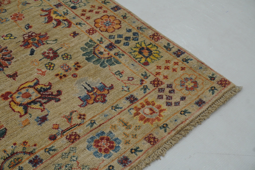 3x5 Beige Waziri Afghan Hand knotted Oriental Rug