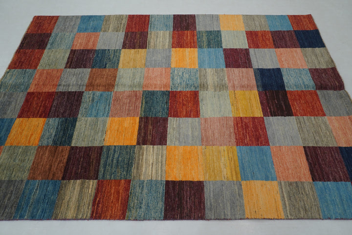 5x8 Checkered Multicolor box Gabbeh Rugs