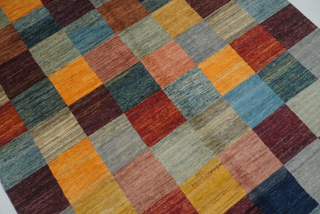 5x8 Checkered Multicolor box Gabbeh Rugs