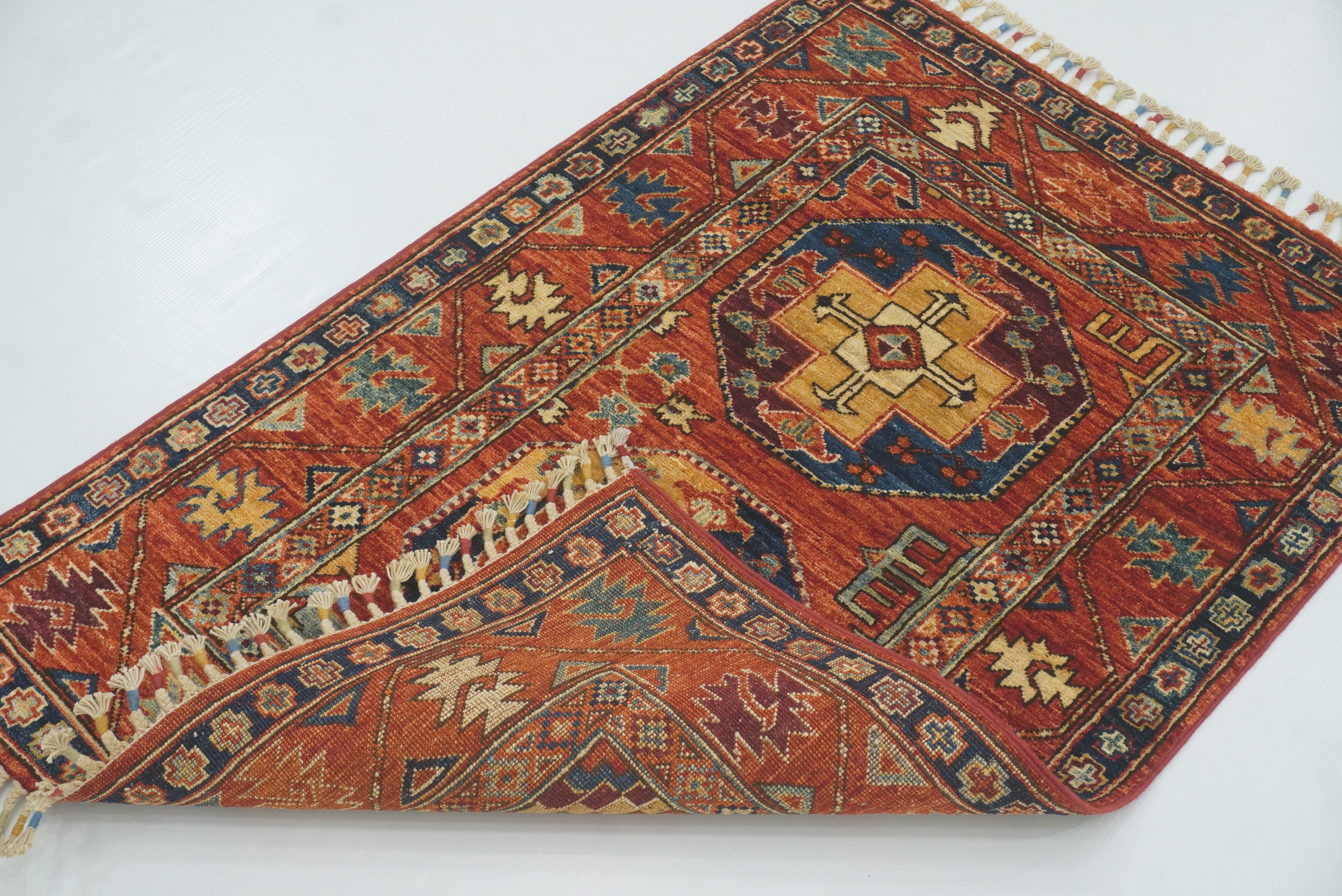 3x4 Red Ersari Hand Knotted Afghan Oriental Rug - Yildiz Rugs