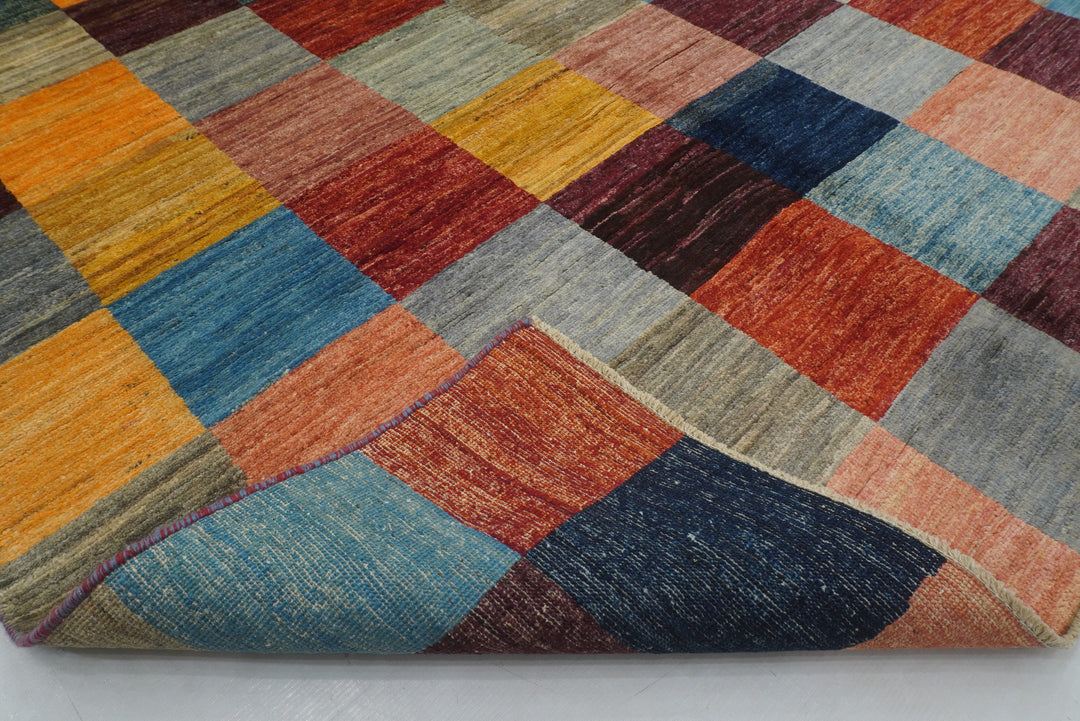 5x8 Checkered Multicolor box Gabbeh Rugs