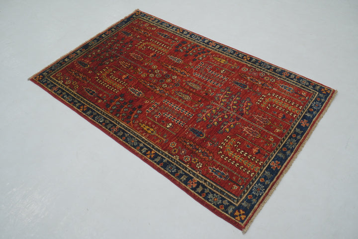 3x5 Red Bakhshaish Tribal Afghan Hand Knotted Oriental Rug