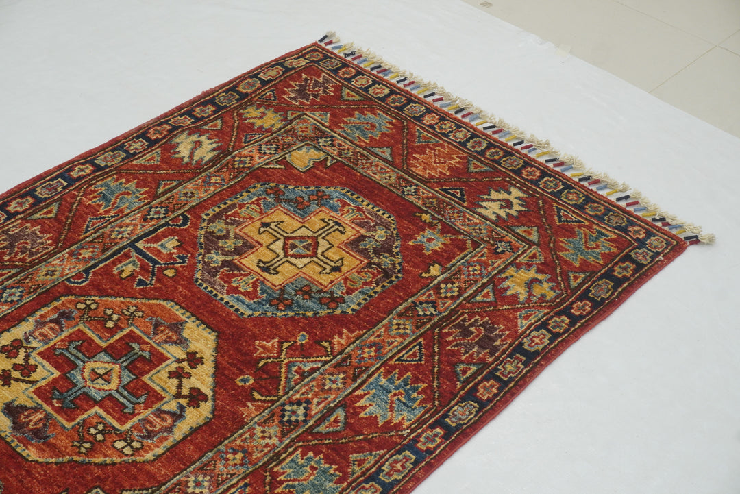 13 Ft Red Ersari Elephant foot Afghan hand knotted Oriental Runner Rug