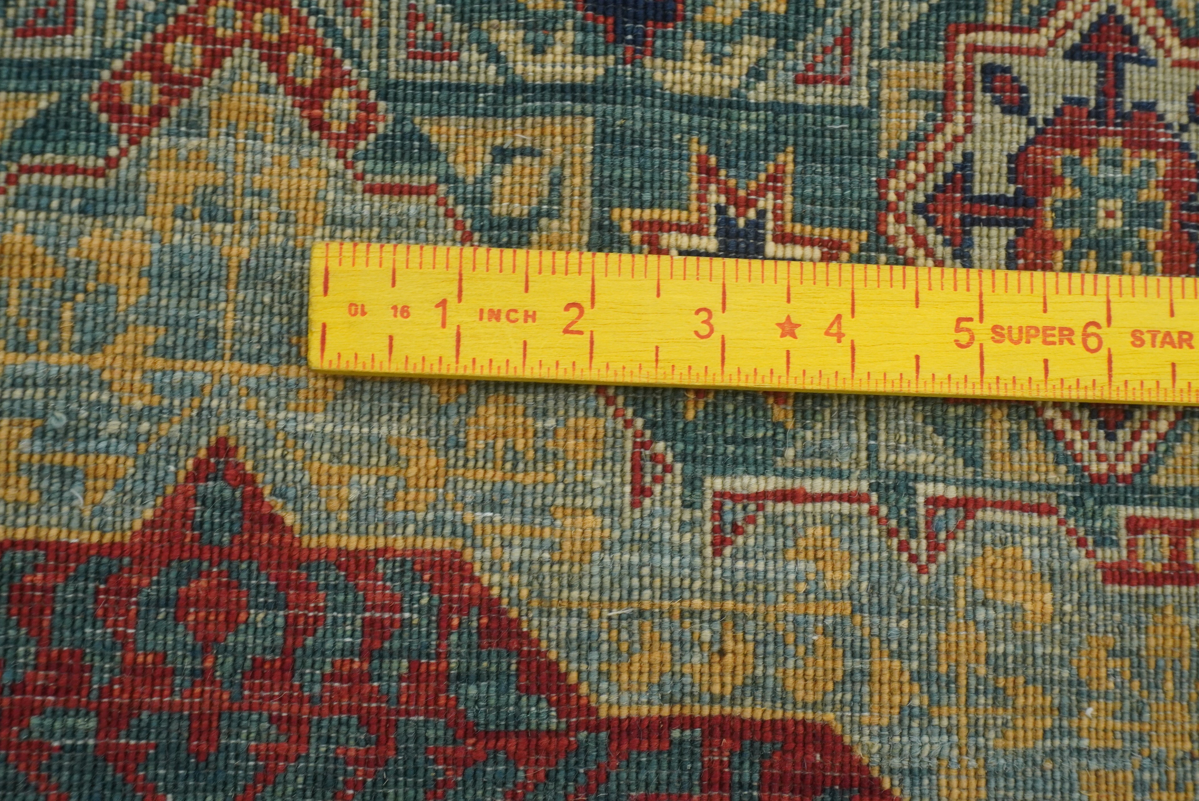 10 ft Green Mamluk Hand-Knotted Wool Runner Rug - Yildiz Rugs