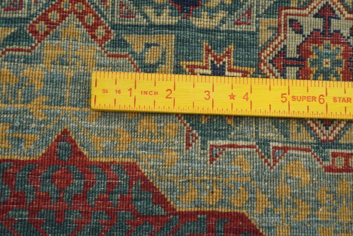 10 ft Green Mamluk Hand-Knotted Wool Runner Rug - Yildiz Rugs