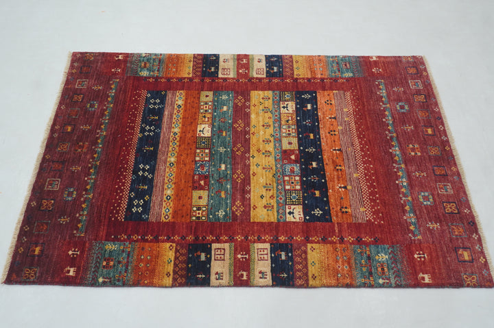 3x5 Red Tribal Gabbeh Kashkuli Afghan Hand Knotted Rug