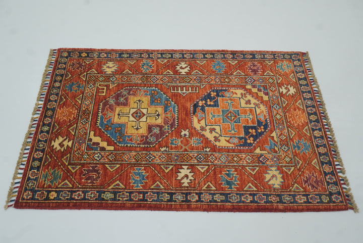 3x4 Red Ersari Hand Knotted Afghan Oriental Rug - Yildiz Rugs
