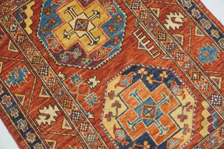 3x4 Red Ersari Hand Knotted Afghan Oriental Rug - Yildiz Rugs