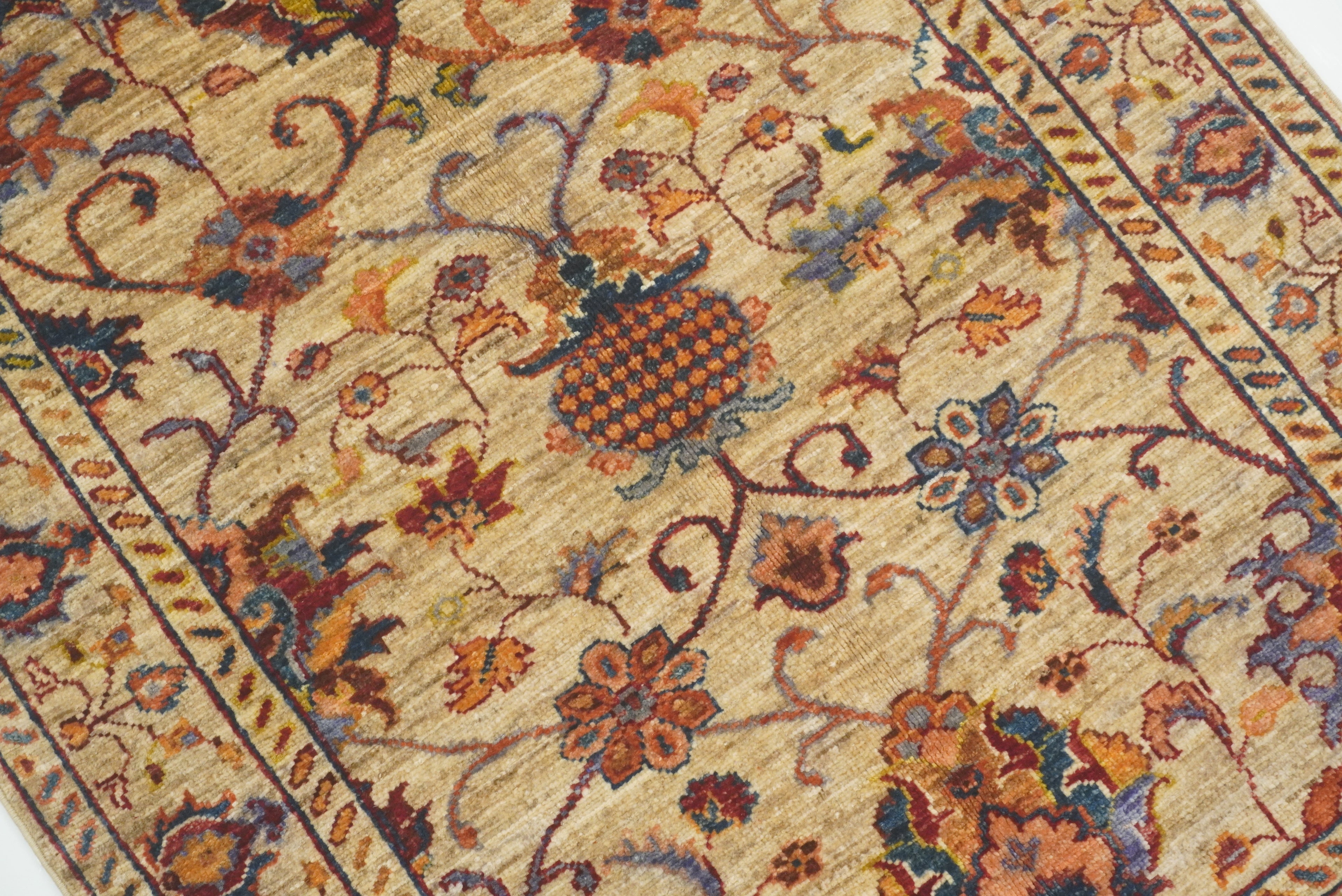 3x4 Beige Waziri Afghan Hand knotted wool Oriental Rug - Yildiz Rugs