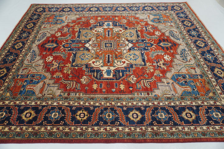 8x10 Red Heriz Afghan Hand knotted Oriental Medallion Rug - Yildiz Rugs