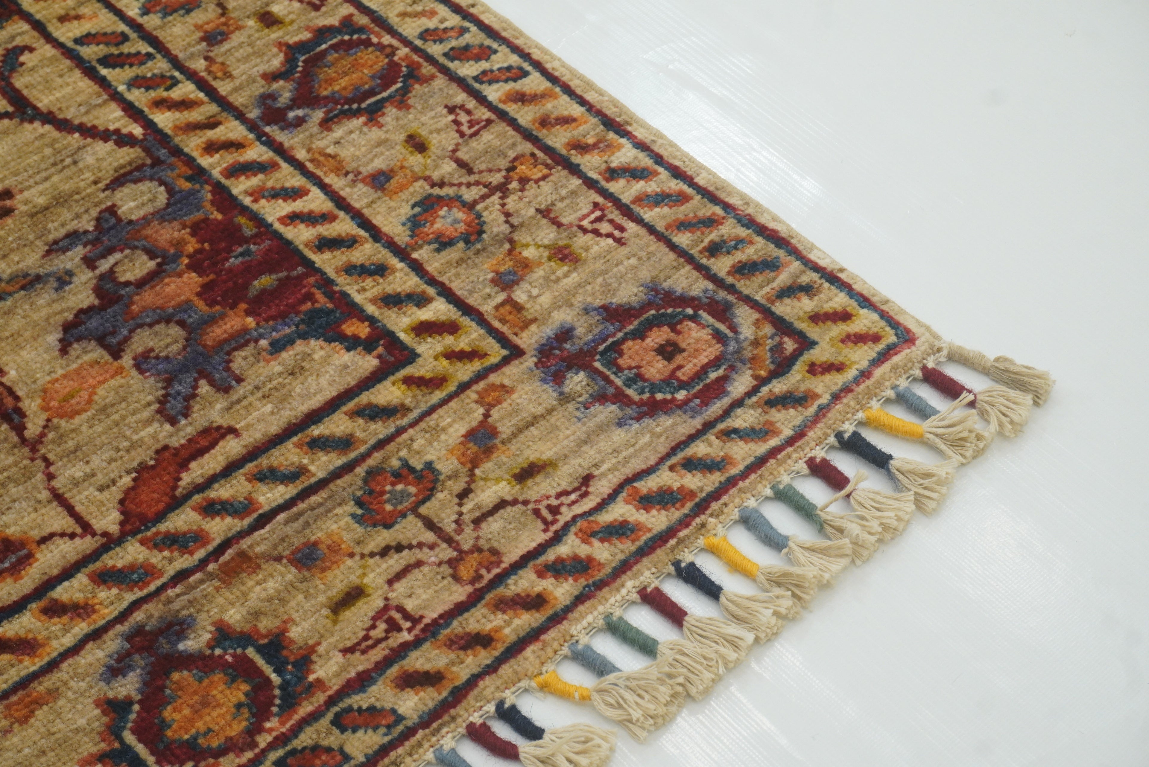 3x4 Beige Waziri Afghan Hand knotted wool Oriental Rug - Yildiz Rugs
