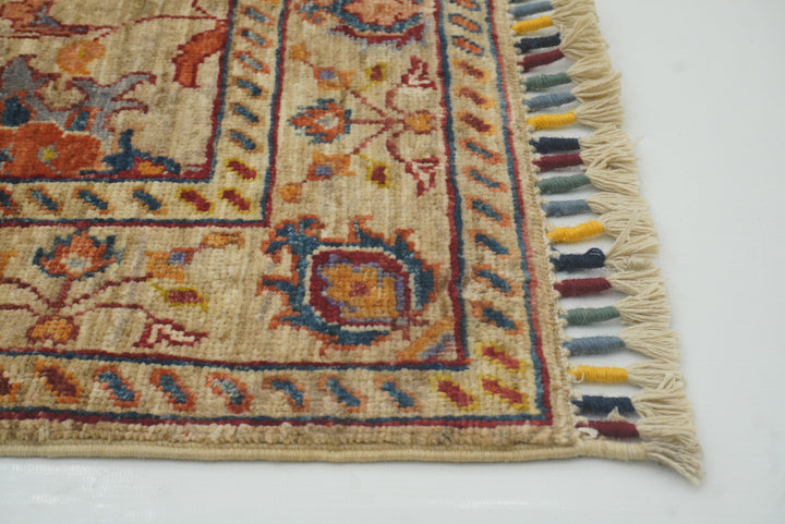 3x4 Beige Waziri Afghan Hand knotted wool Oriental Rug - Yildiz Rugs