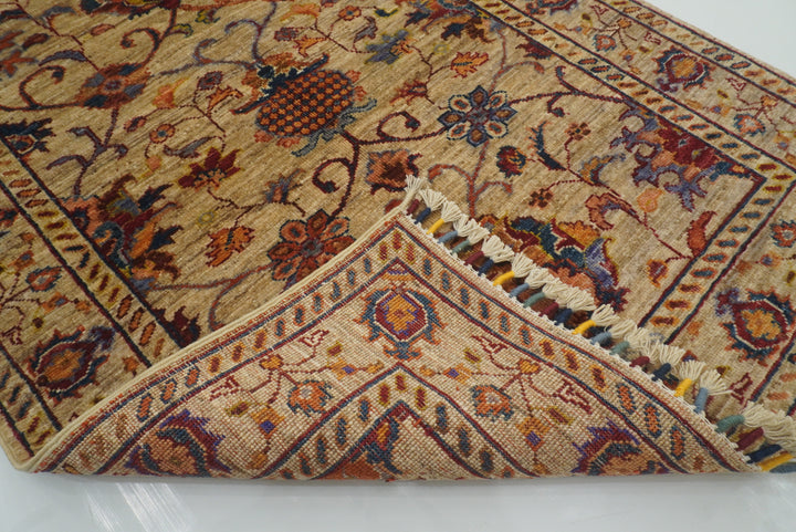 3x4 Beige Waziri Afghan Hand knotted wool Oriental Rug - Yildiz Rugs