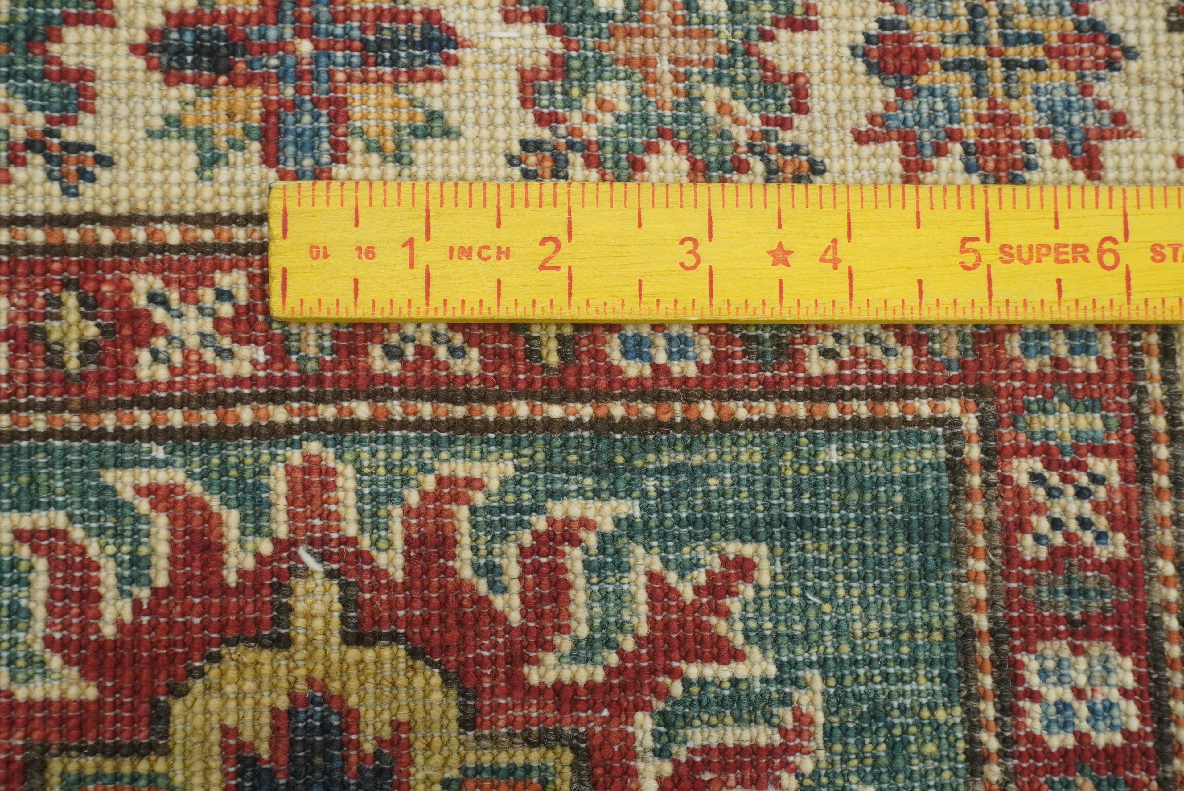 2x3 Green Kazak Hand-Knotted Afghan Rug - Yildiz Rugs