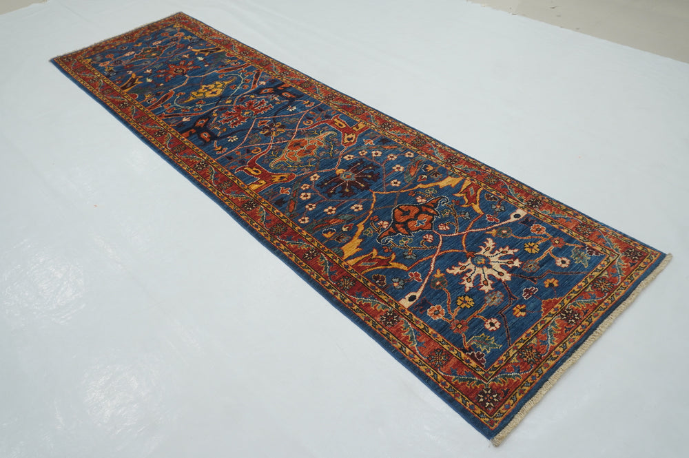 10 ft Dark Blue Bidjar Afghan Hand knotted Oriental Runner Rug - Yildiz Rugs