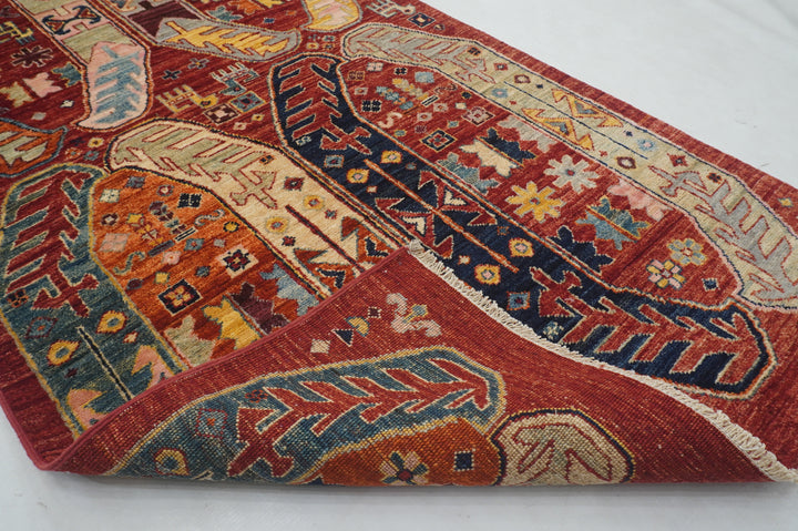 14 ft Red Baluch Afghan Hand knotted Runner Rug