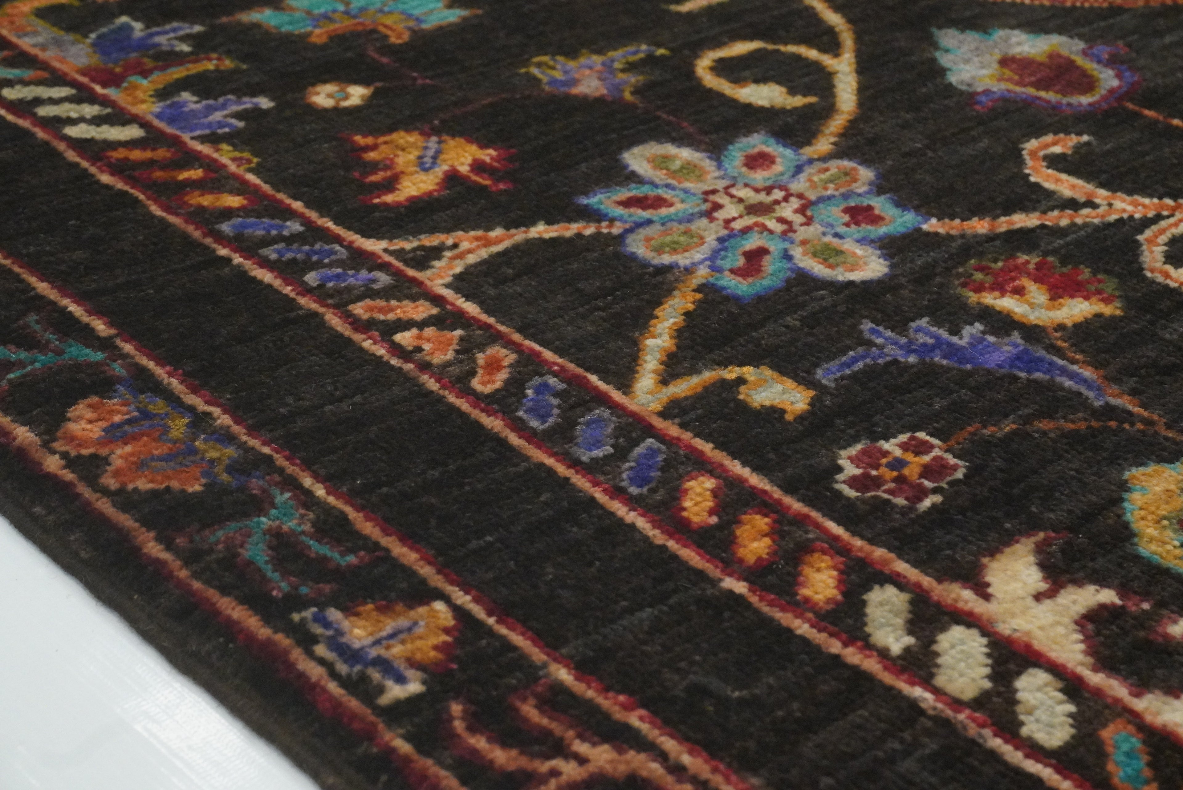 3x4 Black Waziri Afghan Hand knotted Rug - Yildiz Rugs