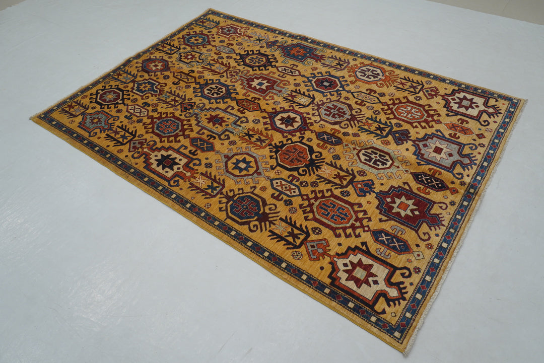 5x7 Gold Anatolian Hand Knotted Oushak Turkish Rug