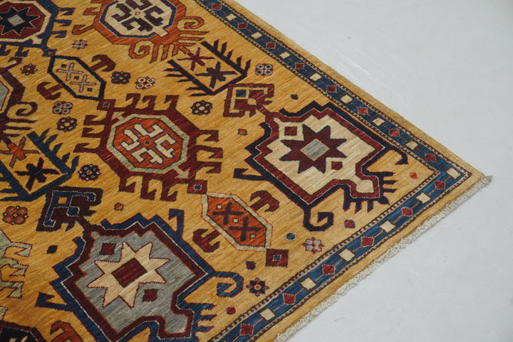 5x7 Gold Anatolian Hand Knotted Oushak Turkish Rug