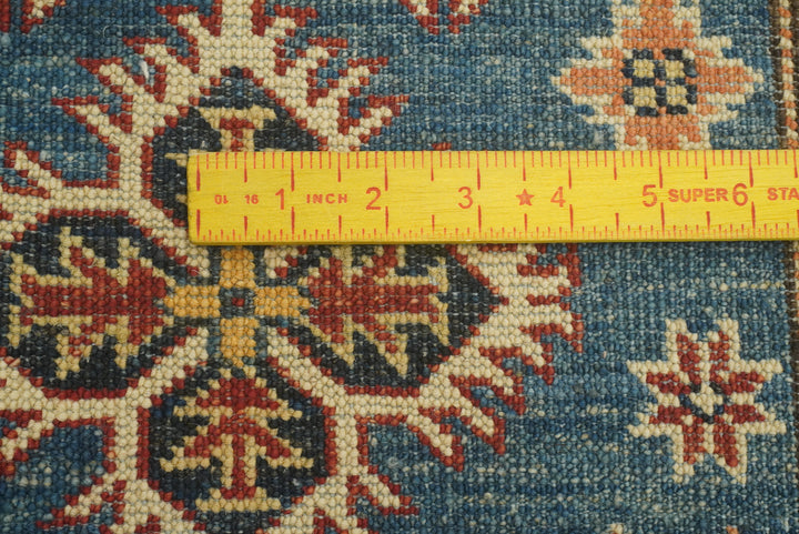 2x3 Blue Kazak Hand-Knotted Afghan Rug - Yildiz Rugs