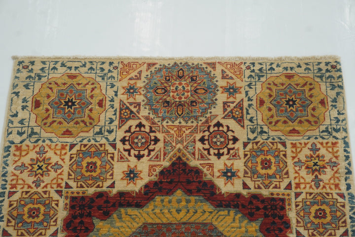 3x4 ft Beige Mamluk Hand knotted Rug - Yildiz Rugs