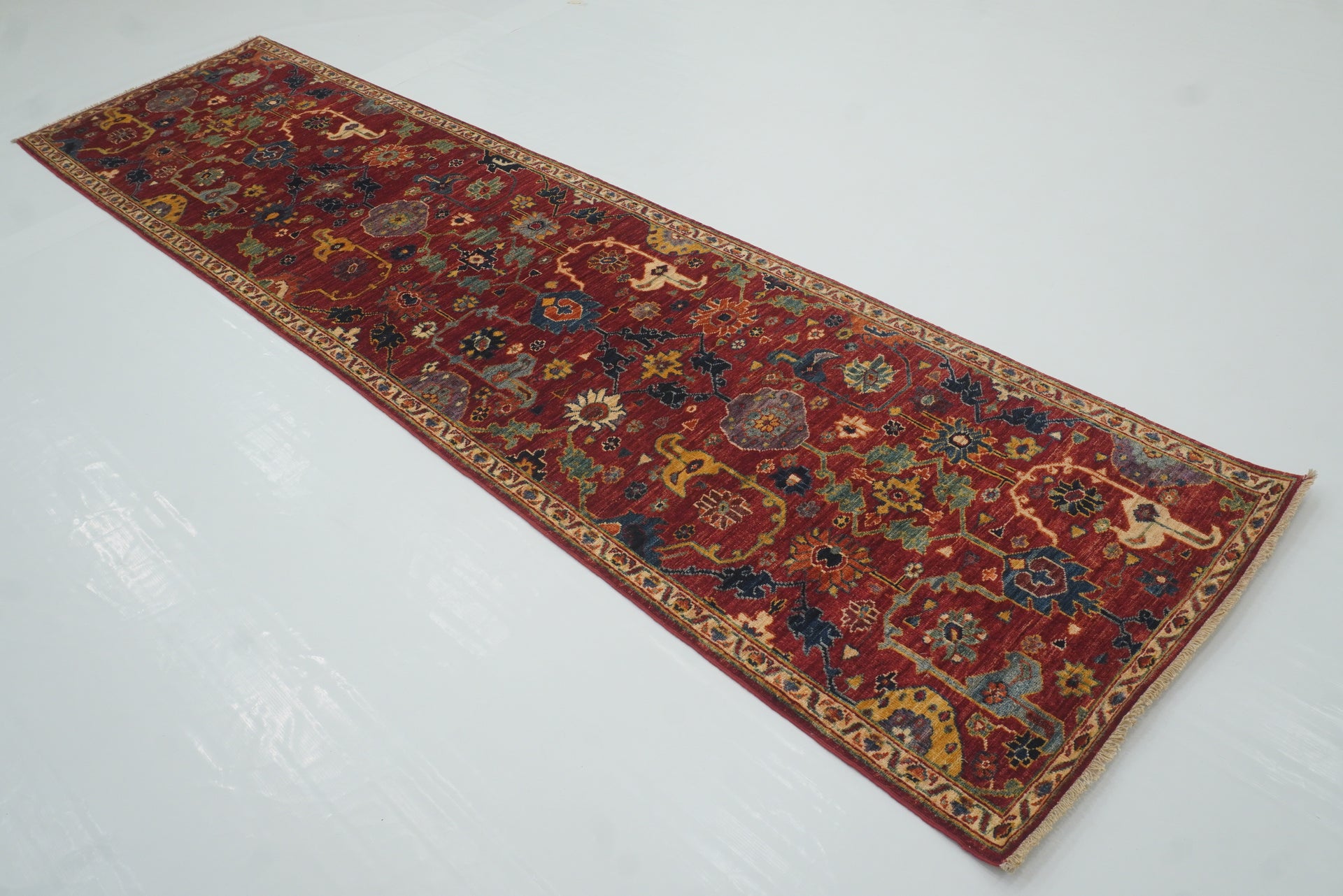 10 ft Red Bidjar Afghan Hand Knotted Wool Runner Rug - Yildiz Rugs