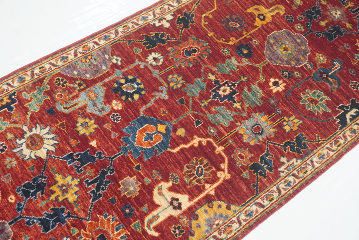 10 ft Red Bidjar Afghan Hand Knotted Wool Runner Rug - Yildiz Rugs