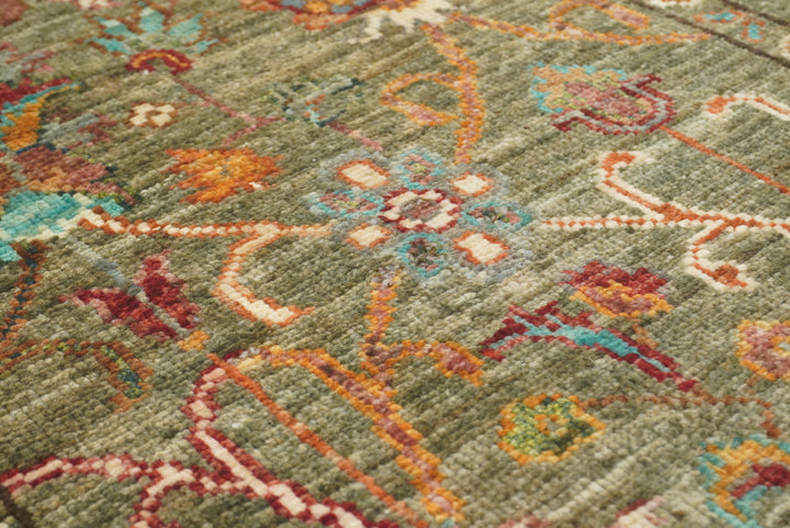 2x3 Green Afghan Waziri Floral Hand Knotted Rug - Yildiz Rugs