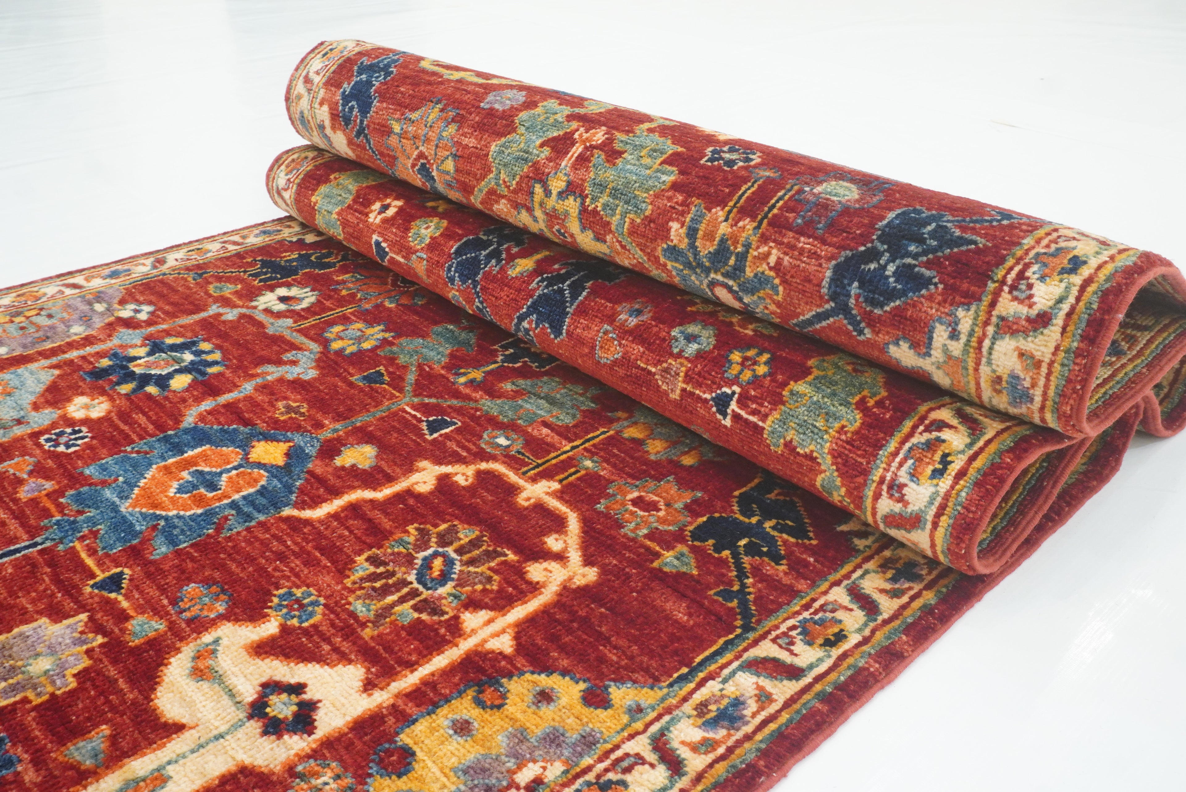 10 ft Red Bidjar Afghan Hand Knotted Wool Runner Rug - Yildiz Rugs