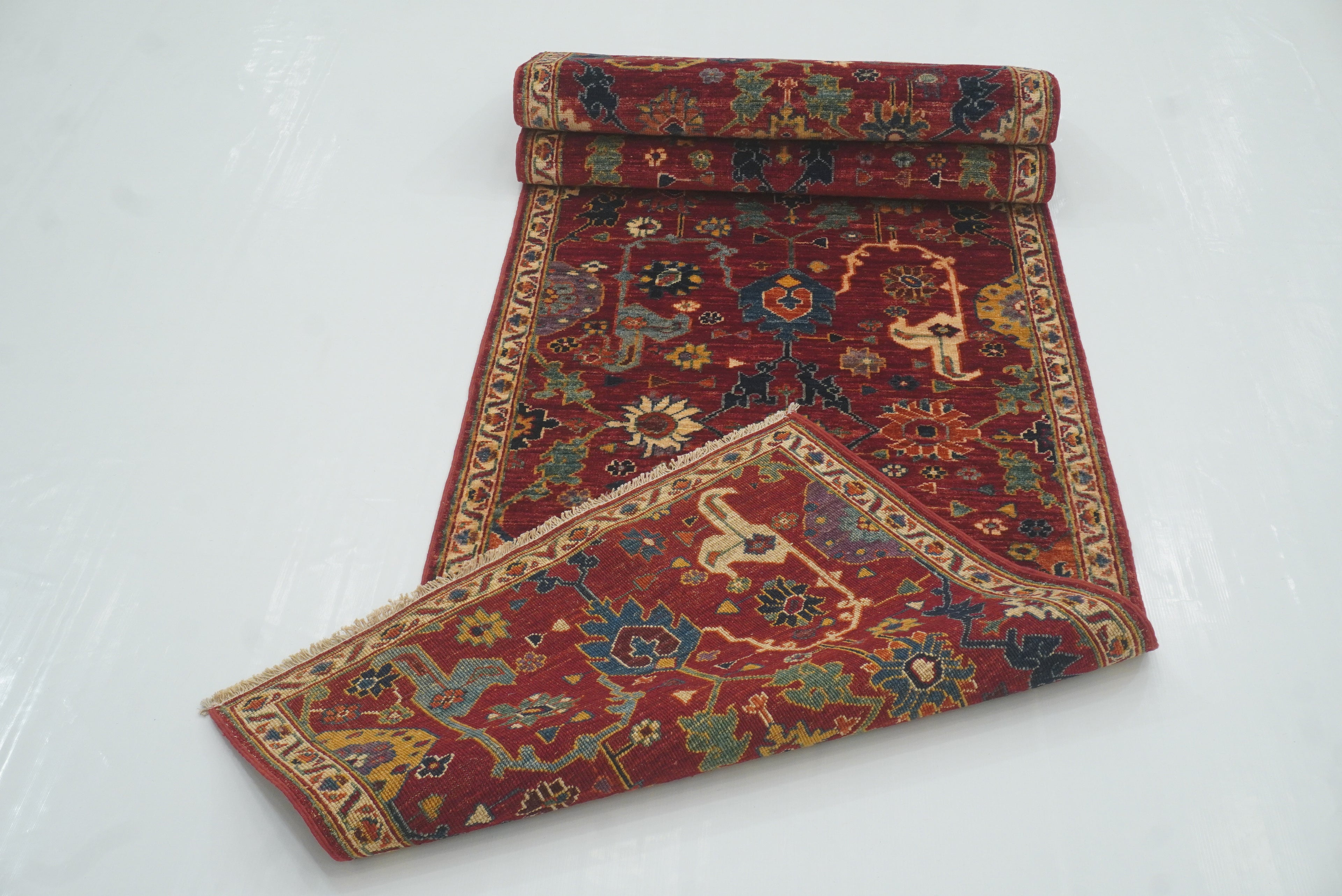 10 ft Red Bidjar Afghan Hand Knotted Wool Runner Rug - Yildiz Rugs