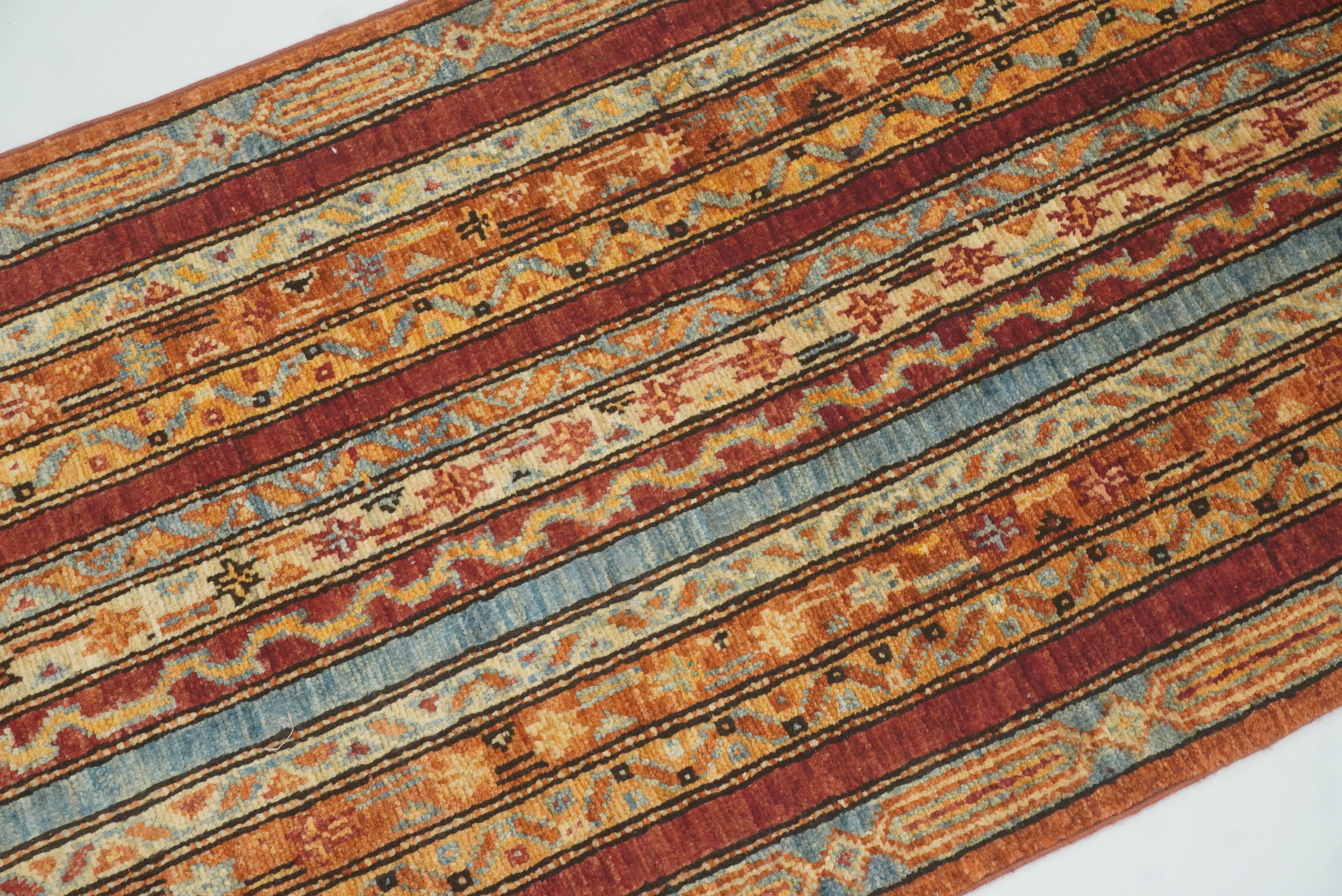 2x5 Red Shaal Turkish Hand knotted Runner Rug - Yildiz Rugs