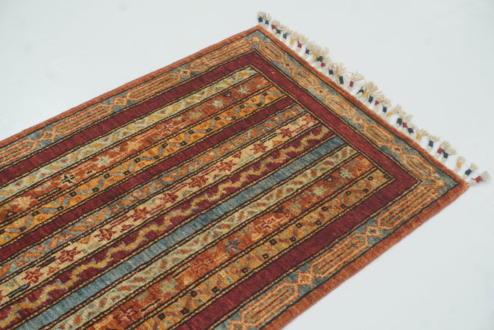 2x5 Red Shaal Turkish Hand knotted Runner Rug - Yildiz Rugs
