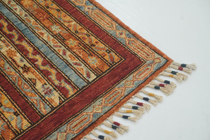 2x5 Red Shaal Turkish Hand knotted Runner Rug - Yildiz Rugs