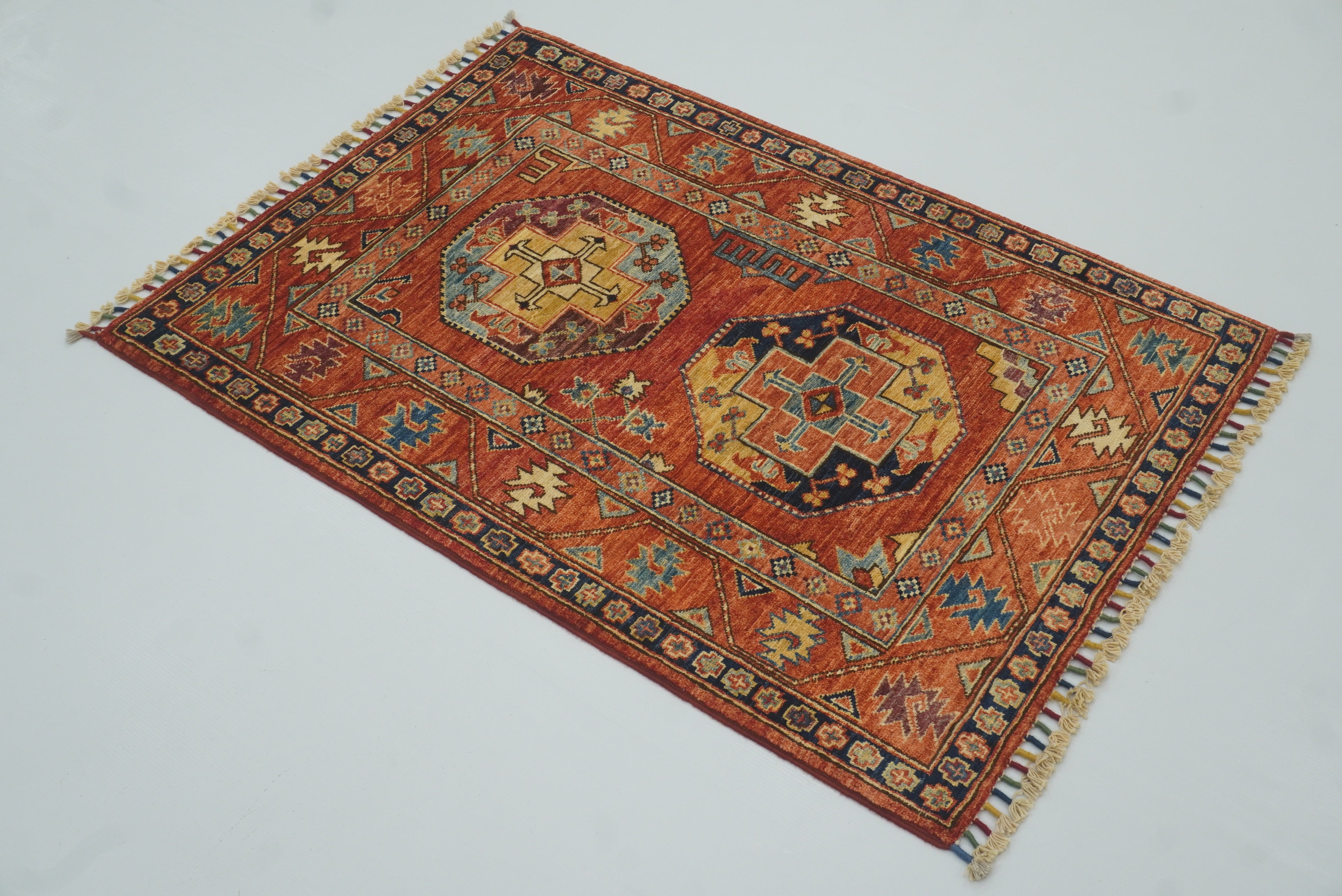 3x4 Red Ersari Hand Knotted Afghan Oriental Rug - Yildiz Rugs