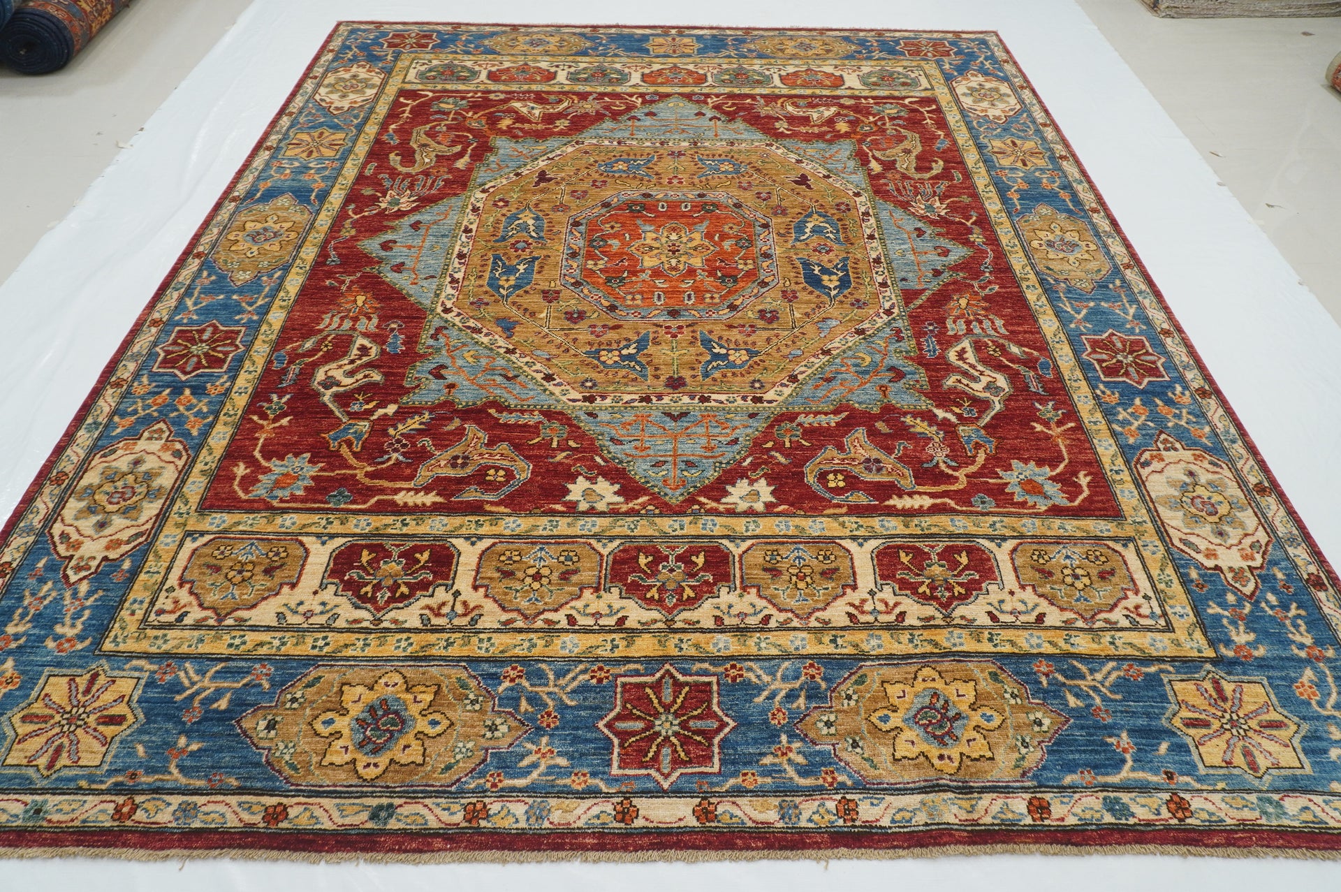 8x10 Red Mamluk Turkish Classic Red Hand knotted Medallion Rug - Yildiz Rugs