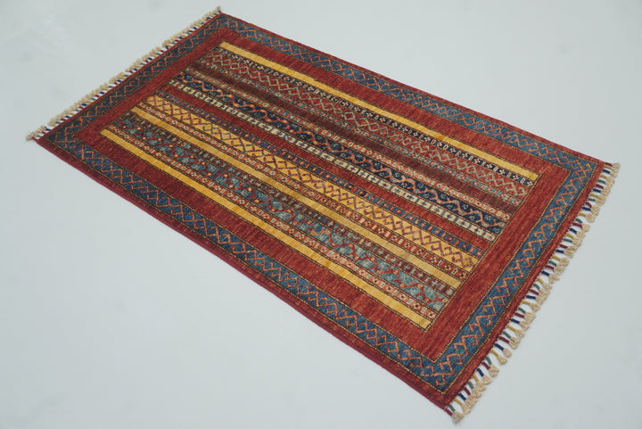 2'7"x4'5" Red Turkish Style Hand knotted Rug - Yildiz Rugs