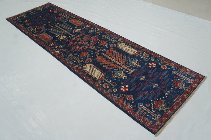 10 Ft Navy Blue Bakhshaish Afghan hand knotted Runner Rug