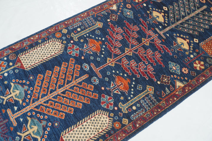 10 Ft Navy Blue Bakhshaish Afghan hand knotted Runner Rug