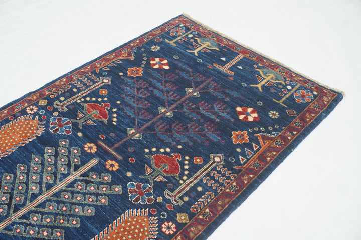 10 Ft Navy Blue Bakhshaish Afghan hand knotted Runner Rug