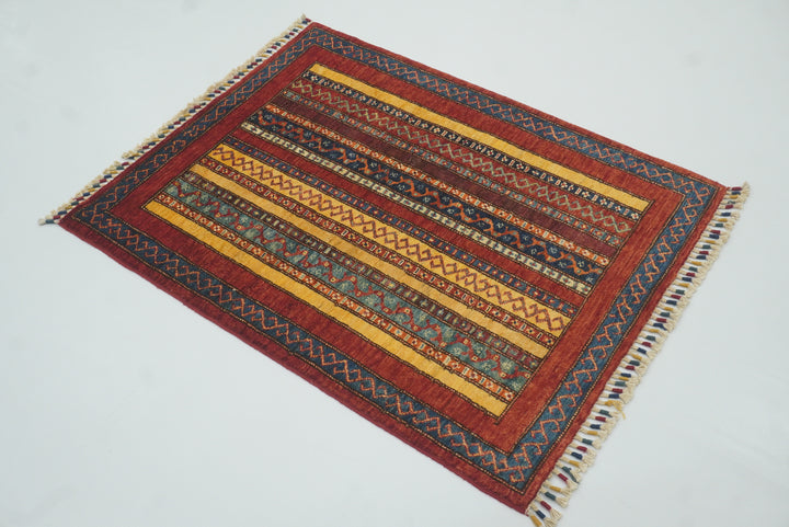 3x4 Red Turkish Style Hand knotted Rug - Yildiz Rugs