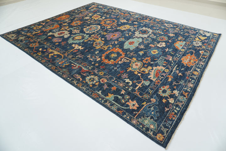 9'x11'4" Navy Blue Oushak Hand knotted Oriental Rug - Yildiz Rugs