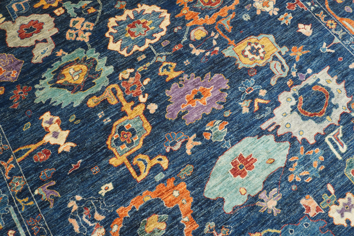9'x11'4" Navy Blue Oushak Hand knotted Oriental Rug - Yildiz Rugs